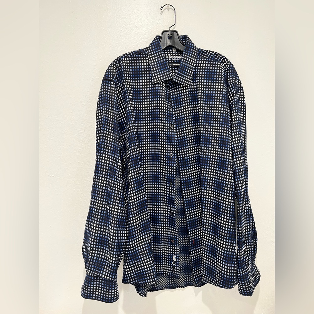 Visconti Black Men’s Dress shirt in Blue Size XL